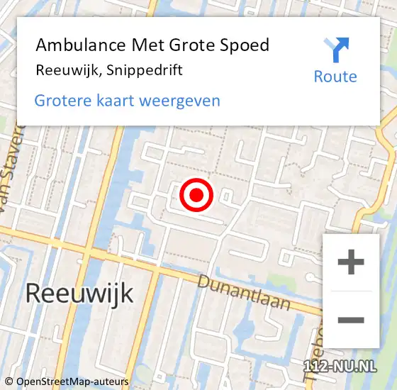 Locatie op kaart van de 112 melding: Ambulance Met Grote Spoed Naar Reeuwijk, Snippedrift op 12 augustus 2021 12:58