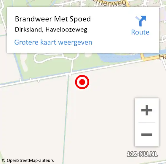 Locatie op kaart van de 112 melding: Brandweer Met Spoed Naar Dirksland, Haveloozeweg op 12 augustus 2021 13:12