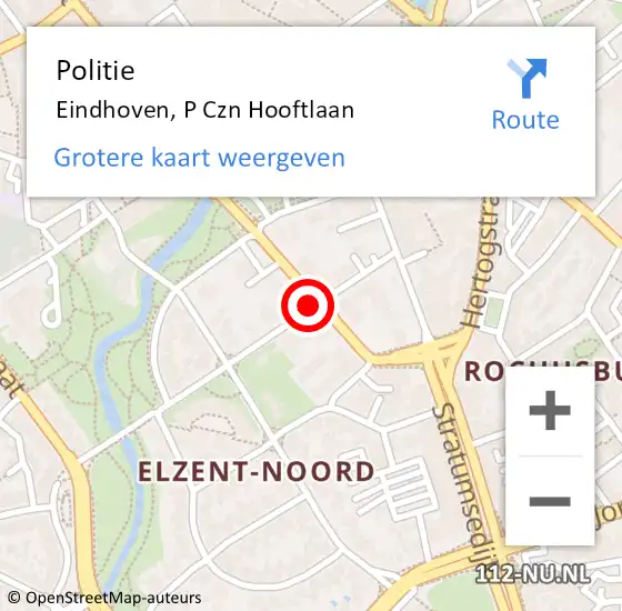 Locatie op kaart van de 112 melding: Politie Eindhoven, P Czn Hooftlaan op 12 augustus 2021 13:20