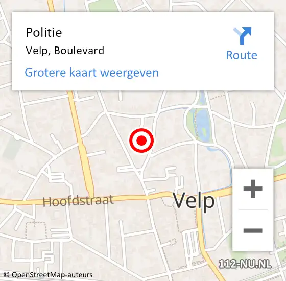 Locatie op kaart van de 112 melding: Politie Velp, Boulevard op 12 augustus 2021 13:25