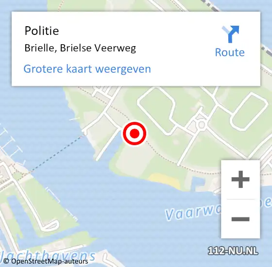Locatie op kaart van de 112 melding: Politie Brielle, Brielse Veerweg op 12 augustus 2021 13:48