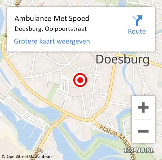 Locatie op kaart van de 112 melding: Ambulance Met Spoed Naar Doesburg, Ooipoortstraat op 12 augustus 2021 14:18
