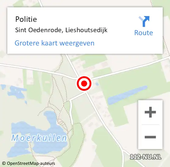 Locatie op kaart van de 112 melding: Politie Sint Oedenrode, Lieshoutsedijk op 12 augustus 2021 14:21