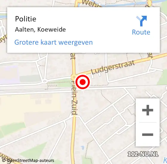 Locatie op kaart van de 112 melding: Politie Aalten, Koeweide op 12 augustus 2021 14:34