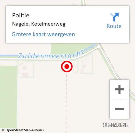 Locatie op kaart van de 112 melding: Politie Nagele, Ketelmeerweg op 12 augustus 2021 14:53