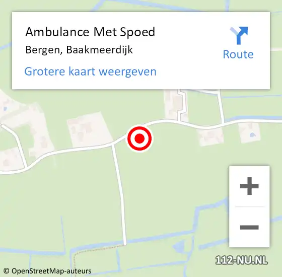 Locatie op kaart van de 112 melding: Ambulance Met Spoed Naar Bergen, Baakmeerdijk op 12 augustus 2021 14:53