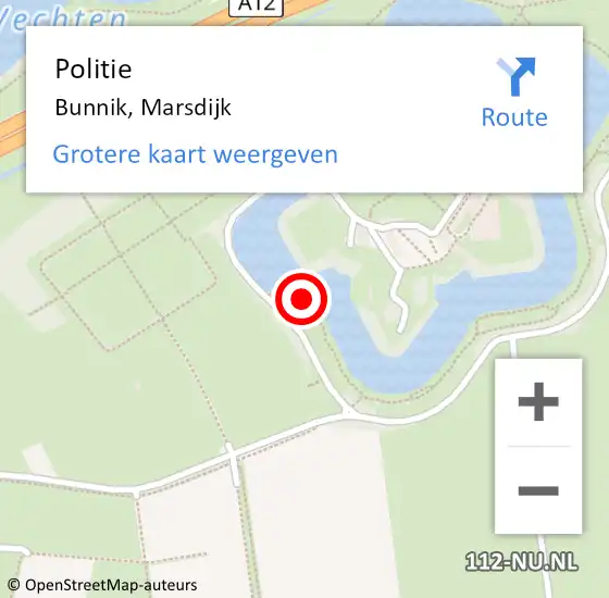 Locatie op kaart van de 112 melding: Politie Bunnik, Marsdijk op 12 augustus 2021 15:11