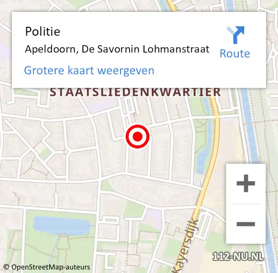 Locatie op kaart van de 112 melding: Politie Apeldoorn, De Savornin Lohmanstraat op 12 augustus 2021 15:18