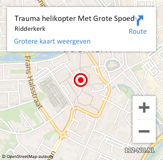 Locatie op kaart van de 112 melding: Trauma helikopter Met Grote Spoed Naar Ridderkerk op 12 augustus 2021 15:39