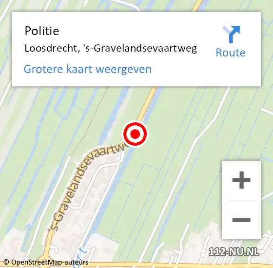 Locatie op kaart van de 112 melding: Politie Loosdrecht, 's-Gravelandsevaartweg op 12 augustus 2021 15:40