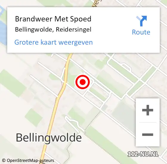 Locatie op kaart van de 112 melding: Brandweer Met Spoed Naar Bellingwolde, Reidersingel op 12 augustus 2021 15:48