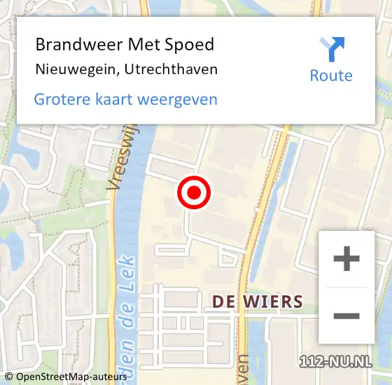 Locatie op kaart van de 112 melding: Brandweer Met Spoed Naar Nieuwegein, Utrechthaven op 12 augustus 2021 15:56