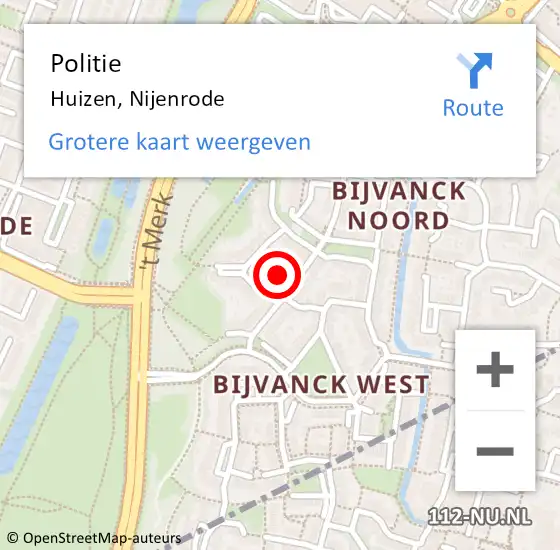 Locatie op kaart van de 112 melding: Politie Huizen, Nijenrode op 12 augustus 2021 16:08