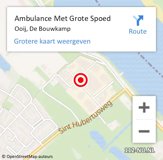 Locatie op kaart van de 112 melding: Ambulance Met Grote Spoed Naar Ooij, De Bouwkamp op 12 augustus 2021 16:24