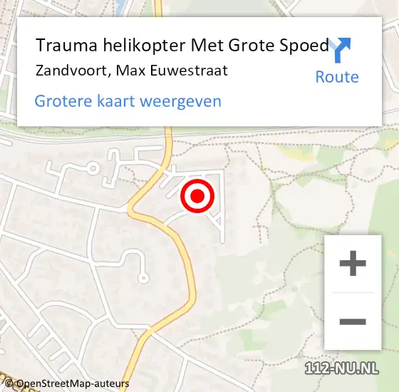 Locatie op kaart van de 112 melding: Trauma helikopter Met Grote Spoed Naar Zandvoort, Max Euwestraat op 12 augustus 2021 16:29
