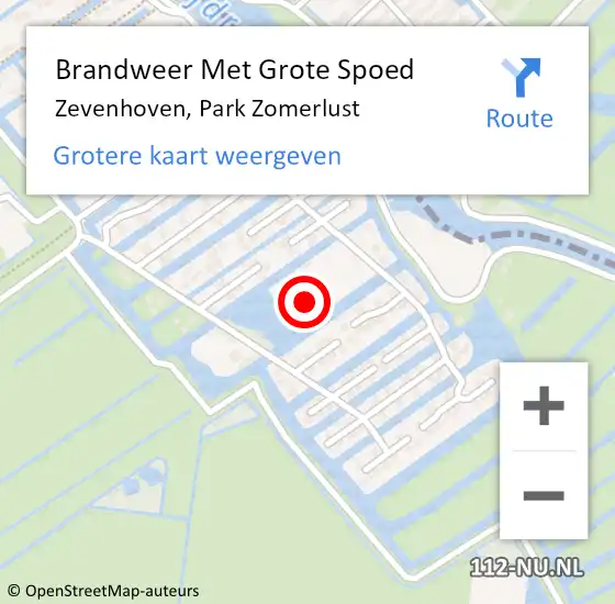 Locatie op kaart van de 112 melding: Brandweer Met Grote Spoed Naar Zevenhoven, Park Zomerlust op 12 augustus 2021 16:38