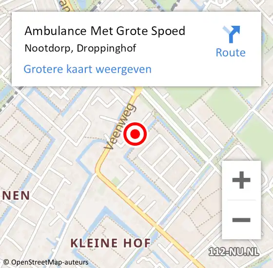 Locatie op kaart van de 112 melding: Ambulance Met Grote Spoed Naar Nootdorp, Droppinghof op 12 augustus 2021 16:39