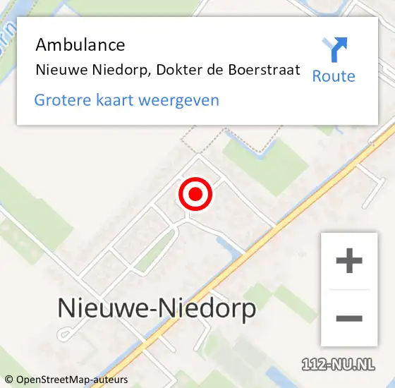 Locatie op kaart van de 112 melding: Ambulance Nieuwe Niedorp, Dokter de Boerstraat op 12 augustus 2021 16:44