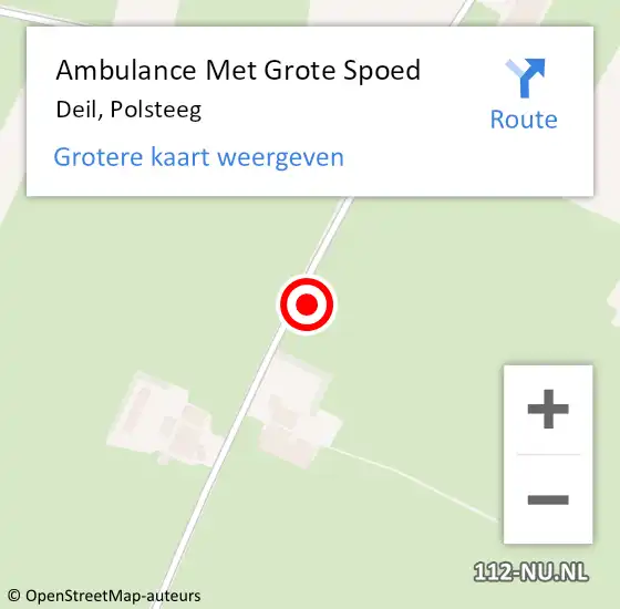 Locatie op kaart van de 112 melding: Ambulance Met Grote Spoed Naar Deil, Polsteeg op 12 augustus 2021 16:49