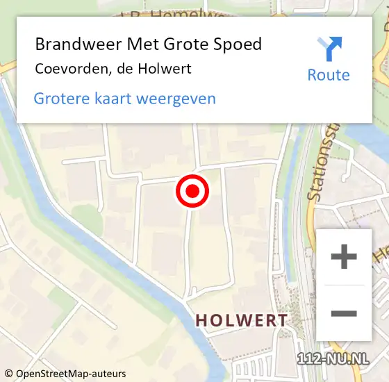 Locatie op kaart van de 112 melding: Brandweer Met Grote Spoed Naar Coevorden, de Holwert op 12 augustus 2021 17:10