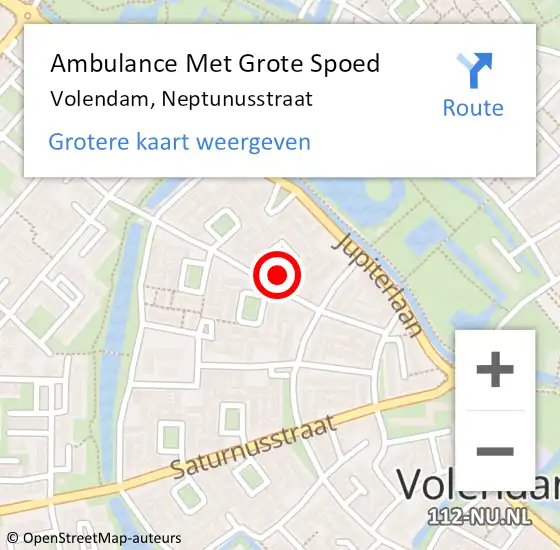 Locatie op kaart van de 112 melding: Ambulance Met Grote Spoed Naar Volendam, Neptunusstraat op 12 augustus 2021 17:16