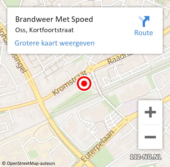 Locatie op kaart van de 112 melding: Brandweer Met Spoed Naar Oss, Kortfoortstraat op 12 augustus 2021 17:42