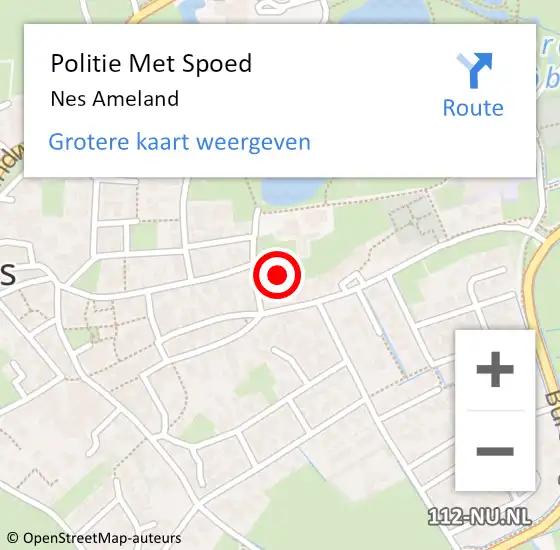 Locatie op kaart van de 112 melding: Politie Met Spoed Naar Nes Ameland op 12 augustus 2021 17:51
