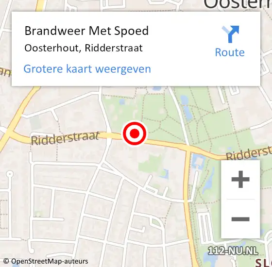 Locatie op kaart van de 112 melding: Brandweer Met Spoed Naar Oosterhout, Ridderstraat op 12 augustus 2021 18:16