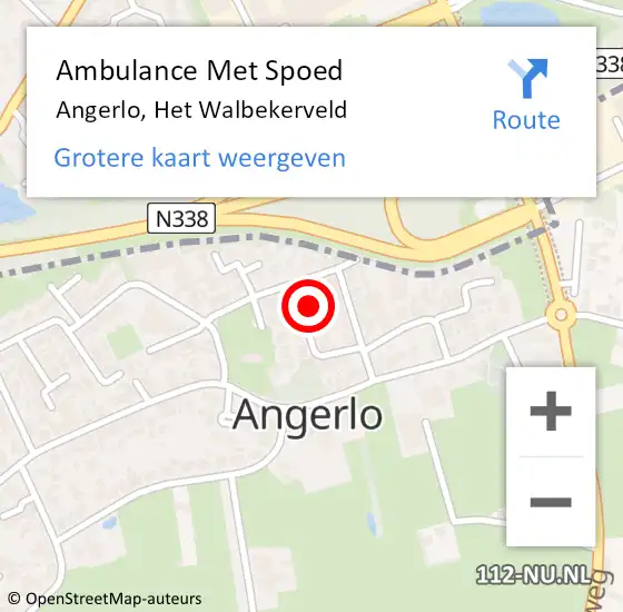 Locatie op kaart van de 112 melding: Ambulance Met Spoed Naar Angerlo, Het Walbekerveld op 12 augustus 2021 18:16