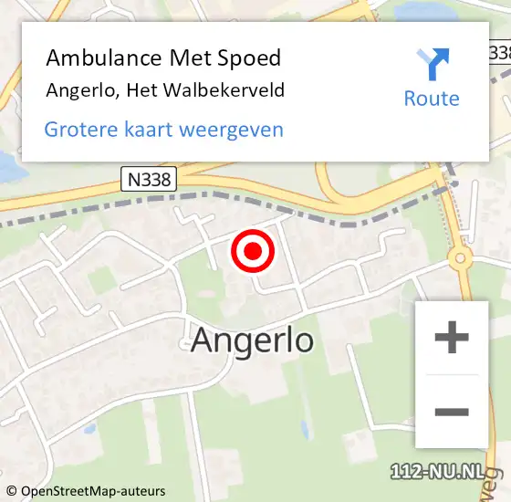 Locatie op kaart van de 112 melding: Ambulance Met Spoed Naar Angerlo, Het Walbekerveld op 12 augustus 2021 18:17