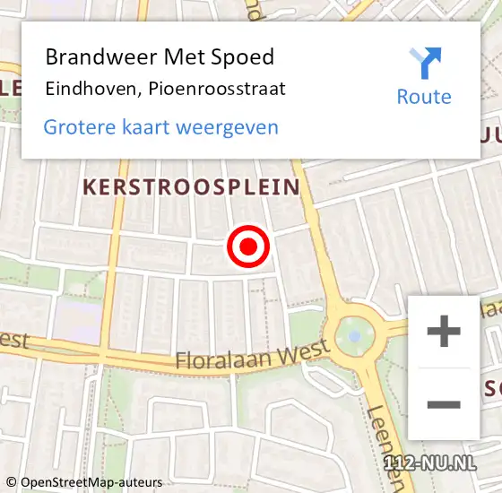 Locatie op kaart van de 112 melding: Brandweer Met Spoed Naar Eindhoven, Pioenroosstraat op 12 augustus 2021 18:23