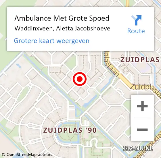 Locatie op kaart van de 112 melding: Ambulance Met Grote Spoed Naar Waddinxveen, Aletta Jacobshoeve op 12 augustus 2021 18:24