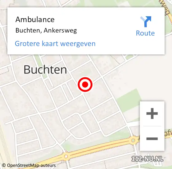 Locatie op kaart van de 112 melding: Ambulance Buchten, Ankersweg op 19 juni 2014 14:22