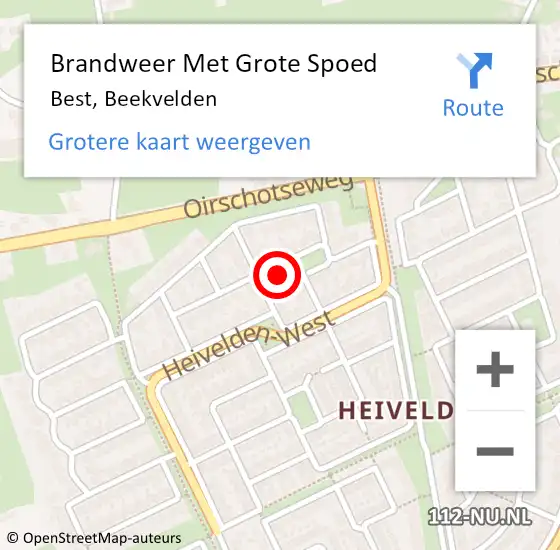 Locatie op kaart van de 112 melding: Brandweer Met Grote Spoed Naar Best, Beekvelden op 12 augustus 2021 18:27