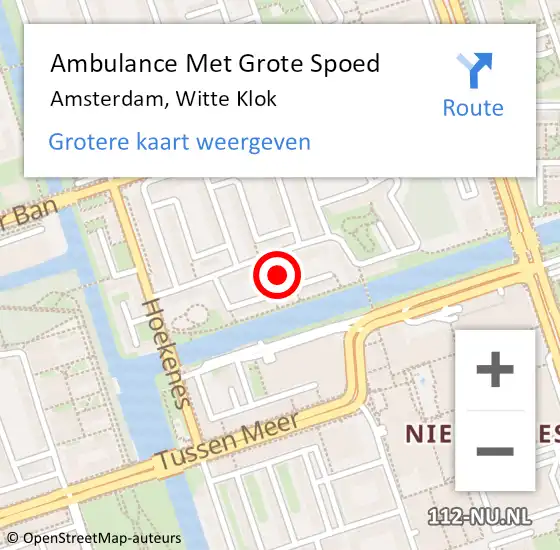 Locatie op kaart van de 112 melding: Ambulance Met Grote Spoed Naar Amsterdam, Witte Klok op 12 augustus 2021 18:28