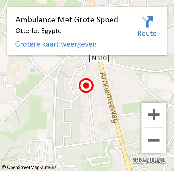 Locatie op kaart van de 112 melding: Ambulance Met Grote Spoed Naar Otterlo, Egypte op 12 augustus 2021 18:30