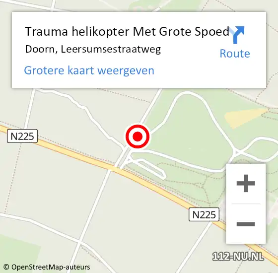 Locatie op kaart van de 112 melding: Trauma helikopter Met Grote Spoed Naar Doorn, Leersumsestraatweg op 12 augustus 2021 18:42