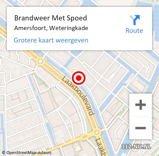 Locatie op kaart van de 112 melding: Brandweer Met Spoed Naar Amersfoort, Weteringkade op 12 augustus 2021 18:48