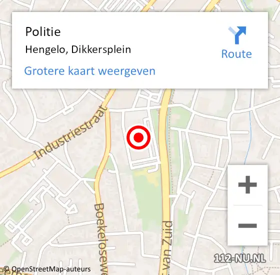 Locatie op kaart van de 112 melding: Politie Hengelo, Dikkersplein op 12 augustus 2021 19:24