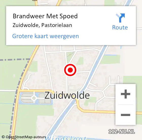 Locatie op kaart van de 112 melding: Brandweer Met Spoed Naar Zuidwolde, Pastorielaan op 12 augustus 2021 20:20