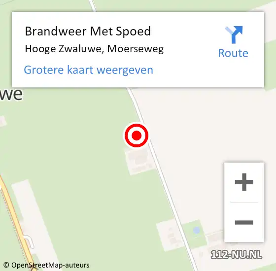 Locatie op kaart van de 112 melding: Brandweer Met Spoed Naar Hooge Zwaluwe, Moerseweg op 12 augustus 2021 20:33