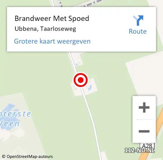 Locatie op kaart van de 112 melding: Brandweer Met Spoed Naar Ubbena, Taarloseweg op 12 augustus 2021 20:33