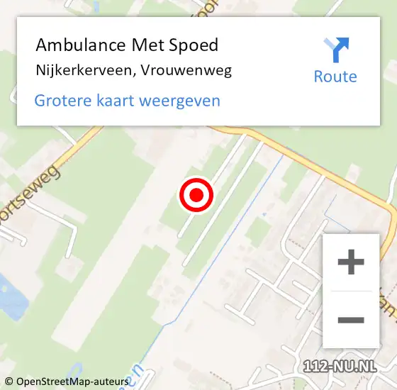 Locatie op kaart van de 112 melding: Ambulance Met Spoed Naar Nijkerkerveen, Vrouwenweg op 12 augustus 2021 20:39