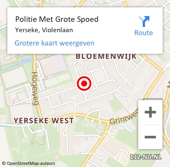 Locatie op kaart van de 112 melding: Politie Met Grote Spoed Naar Yerseke, Violenlaan op 12 augustus 2021 20:51