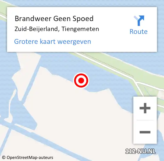 Locatie op kaart van de 112 melding: Brandweer Geen Spoed Naar Zuid-Beijerland, Tiengemeten op 12 augustus 2021 20:53