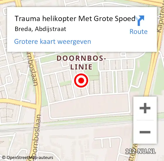 Locatie op kaart van de 112 melding: Trauma helikopter Met Grote Spoed Naar Breda, Abdijstraat op 12 augustus 2021 20:57