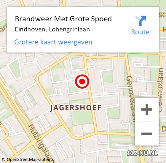 Locatie op kaart van de 112 melding: Brandweer Met Grote Spoed Naar Eindhoven, Lohengrinlaan op 12 augustus 2021 20:59