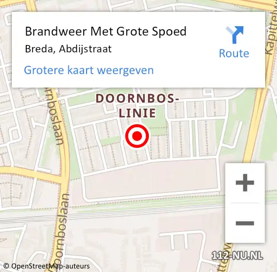 Locatie op kaart van de 112 melding: Brandweer Met Grote Spoed Naar Breda, Abdijstraat op 12 augustus 2021 21:05