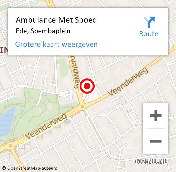 Locatie op kaart van de 112 melding: Ambulance Met Spoed Naar Ede, Soembaplein op 12 augustus 2021 21:43