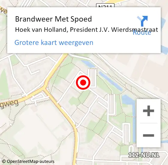 Locatie op kaart van de 112 melding: Brandweer Met Spoed Naar Hoek van Holland, President J.V. Wierdsmastraat op 12 augustus 2021 21:56